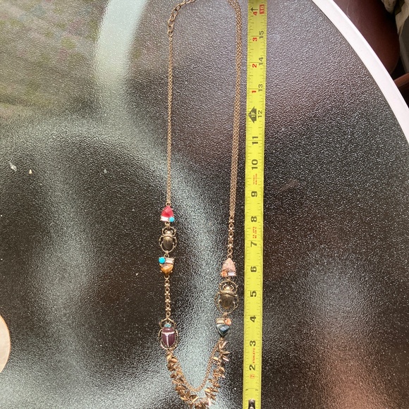 Oscar de la Renta Scarab Necklace Egyptian Semi Precious Vintage - Picture 6 of 12